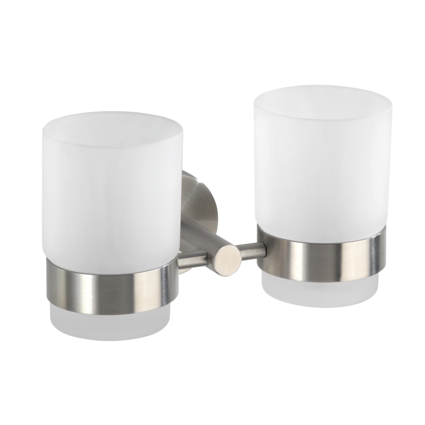 WENKO 19638100 - Zahnbürstenhalter BOSIO MATT 17,5 x 9,5 cm Edelstahl/silber