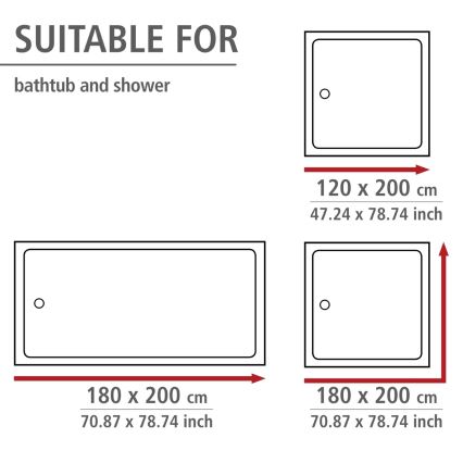WENKO 20044100 - Duschvorhang 180x200 cm grau