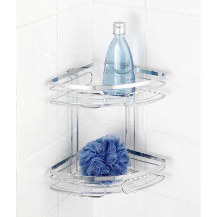 WENKO 20412100-Eckregal PREMIUM EDELSTAHL 26,5x27,5 cm Edelstahl/Silber