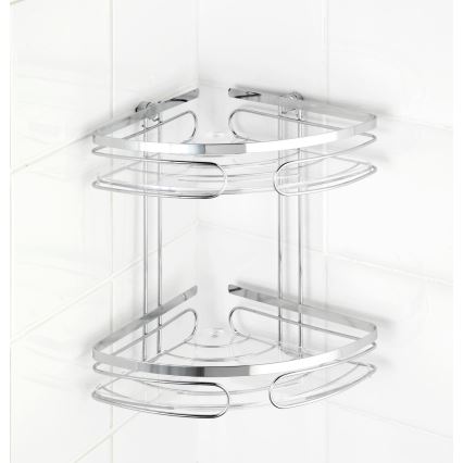 WENKO 20412100-Eckregal PREMIUM EDELSTAHL 26,5x27,5 cm Edelstahl/Silber