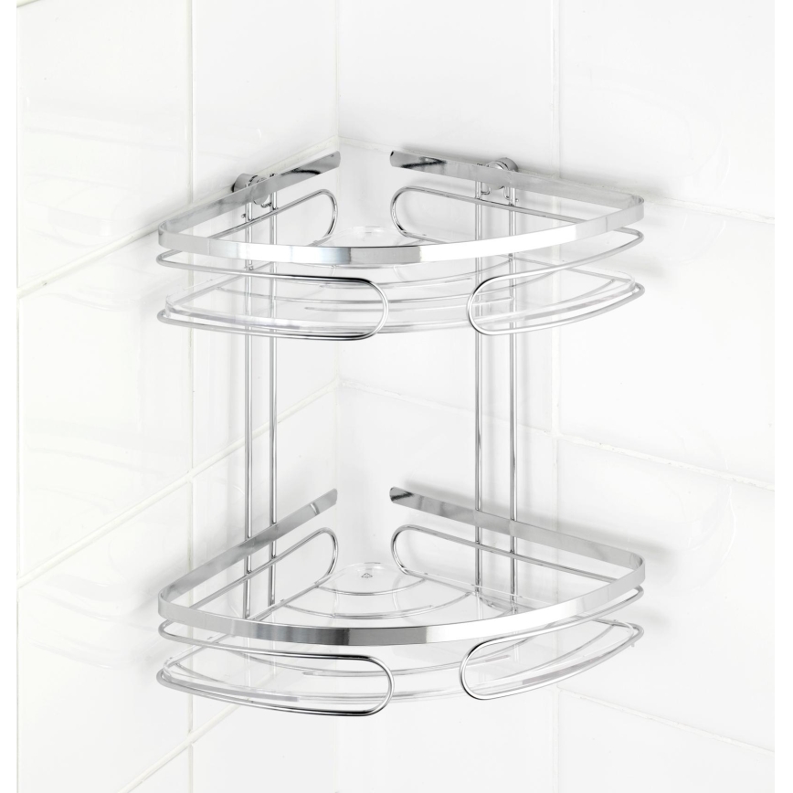 WENKO 20412100-Eckregal PREMIUM EDELSTAHL 26,5x27,5 cm Edelstahl/Silber