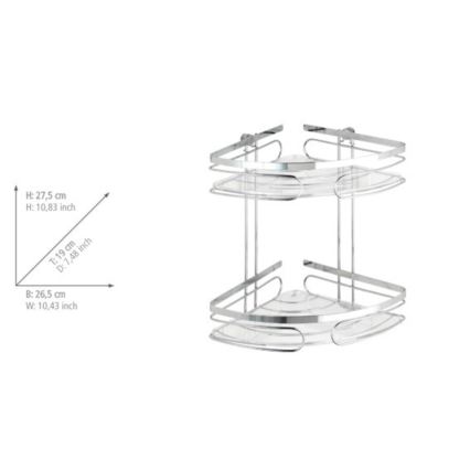 WENKO 20412100-Eckregal PREMIUM EDELSTAHL 26,5x27,5 cm Edelstahl/Silber