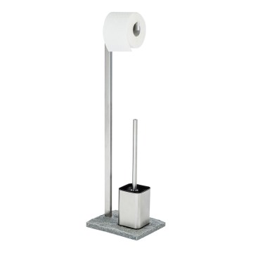 WENKO 20604100 - WC-Bürste GRANIT 23x73,5 cm Edelstahl/Satin/Grau