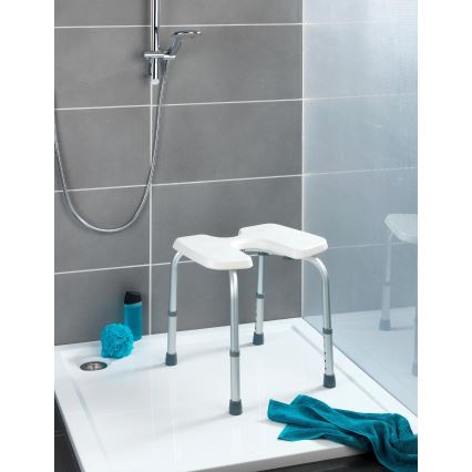 WENKO 206051100-Hocker SECURA 46 x 53,5 cm, weiß/silber