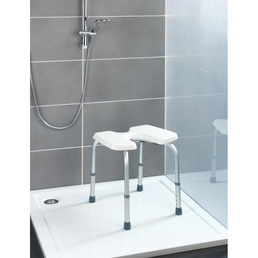WENKO 206051100-Hocker SECURA 46 x 53,5 cm, weiß/silber