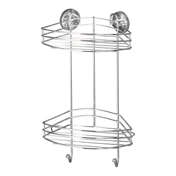 WENKO 20885100-Eckregal VACUUM-LOC RUND STAHL 24,5x41 cm glänzendes Chrom
