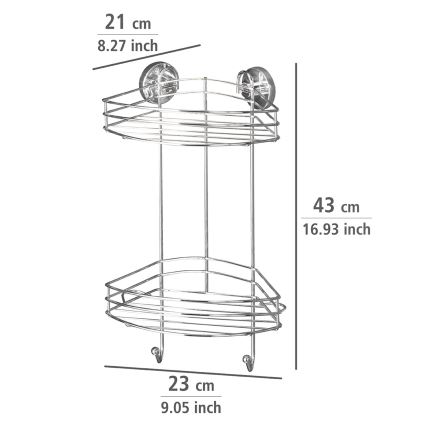 WENKO 20885100-Eckregal VACUUM-LOC RUND STAHL 24,5x41 cm glänzendes Chrom