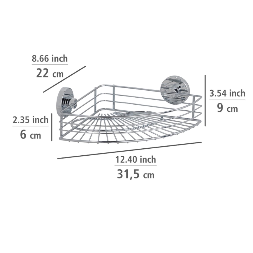 WENKO 20887100 - VACUUM-LOC Ablage, rund, Stahl, 31 x 22,5 cm, verchromt, glänzend