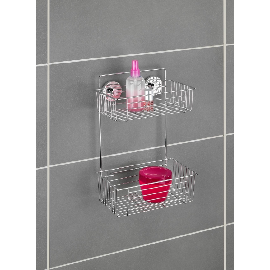 WENKO 20889100-Regal VACUUM-LOC rund Stahl 26x38 cm verchromt