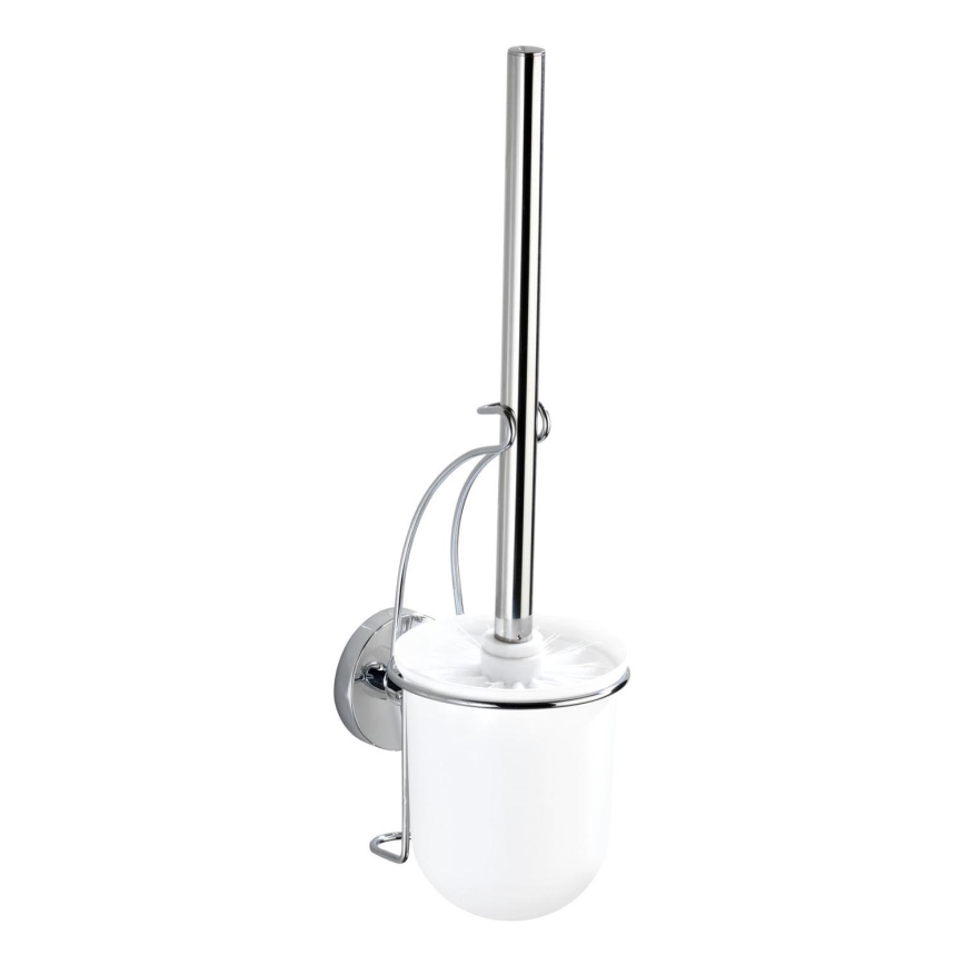 WENKO 20898100-WC-Bürste VACUUM-LOC MILAZZO 10x34 cm Edelstahl/glänzender Chrom/weiß