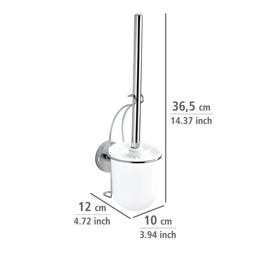 WENKO 20898100-WC-Bürste VACUUM-LOC MILAZZO 10x34 cm Edelstahl/glänzender Chrom/weiß