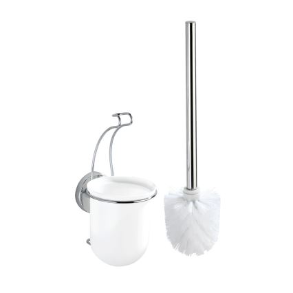 WENKO 20898100-WC-Bürste VACUUM-LOC MILAZZO 10x34 cm Edelstahl/glänzender Chrom/weiß