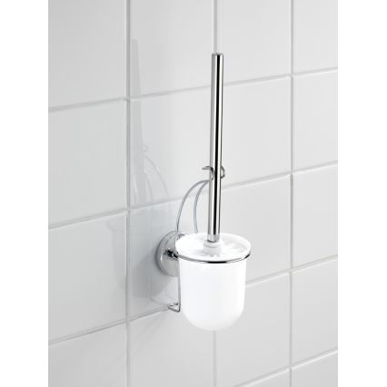 WENKO 20898100-WC-Bürste VACUUM-LOC MILAZZO 10x34 cm Edelstahl/glänzender Chrom/weiß