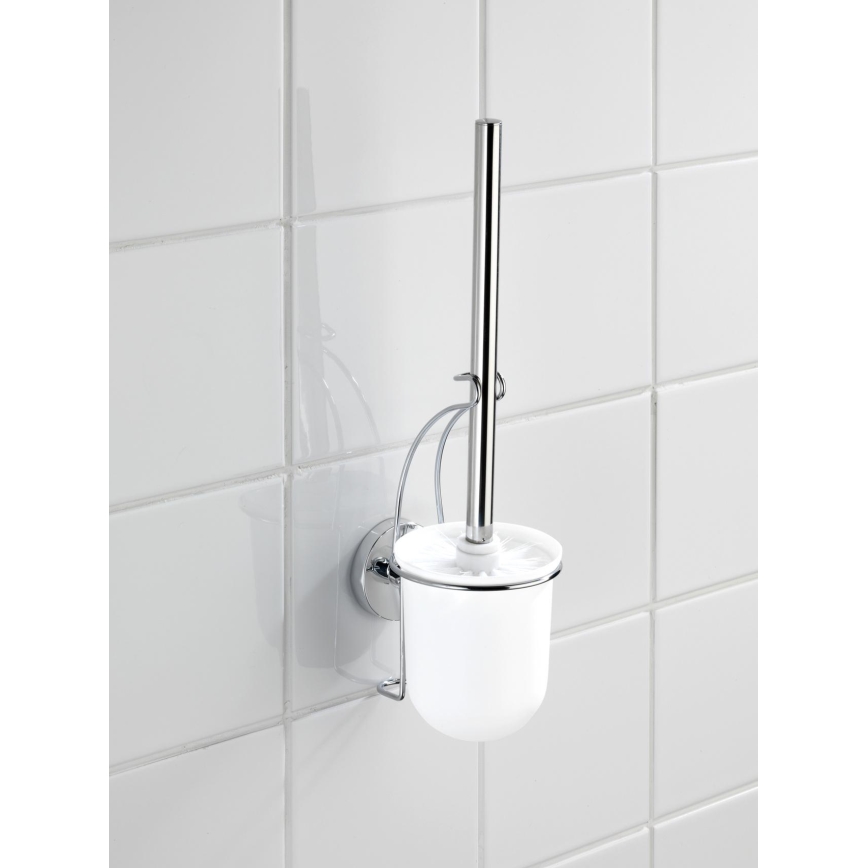 WENKO 20898100-WC-Bürste VACUUM-LOC MILAZZO 10x34 cm Edelstahl/glänzender Chrom/weiß