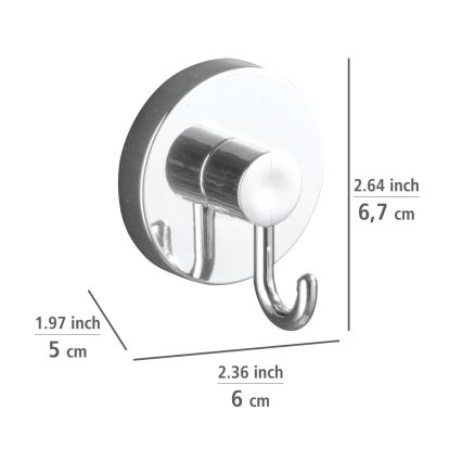 WENKO 20900100-Haken VACUUM-LOC rund, Stahl, 6 x 6,7 cm, glänzender Chrom