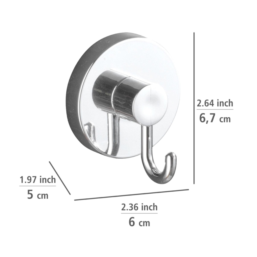 WENKO 20900100-Haken VACUUM-LOC rund, Stahl, 6 x 6,7 cm, glänzender Chrom