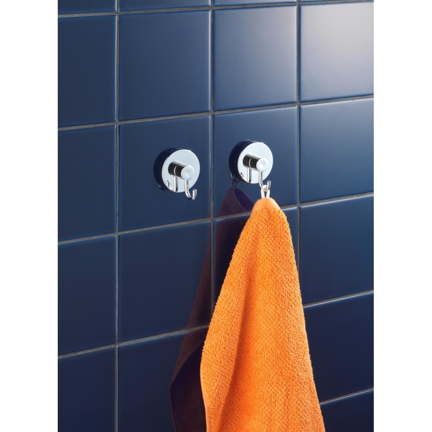 WENKO 20900100-Haken VACUUM-LOC rund, Stahl, 6 x 6,7 cm, glänzender Chrom