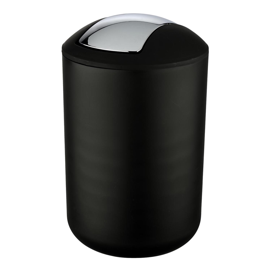 WENKO 21212100 - Abfalleimer BRASIL 19,5x31 cm schwarz/Glanzchrom