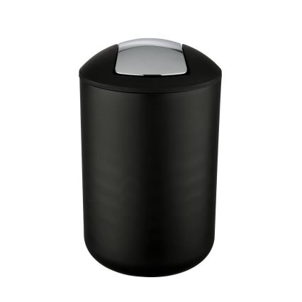 WENKO 21212100 - Abfalleimer BRASIL 19,5x31 cm schwarz/Glanzchrom