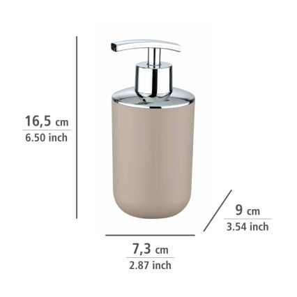 WENKO 21219100 - Seifenspender BRASIL, 7,3 x 16,5 cm, Beige/glänzender Chrom