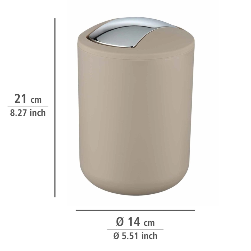 WENKO 21221100 - Abfalleimer BRASIL 14x21 cm beige/glänzender Chrom
