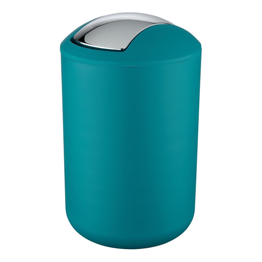 WENKO 21227100 - Abfalleimer BRASIL 19,5x31 cm türkis/hochglanzchrom