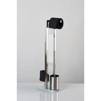 WENKO 21564100 - WC-Bürste RIVALTA 18 x 70 cm Edelstahl/silber/weiß/schwarz