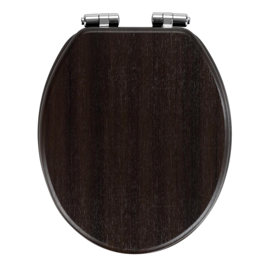 WENKO 22015100-WC WC-Sitz Wenge 35,5 x 42,5 cm braun/silber