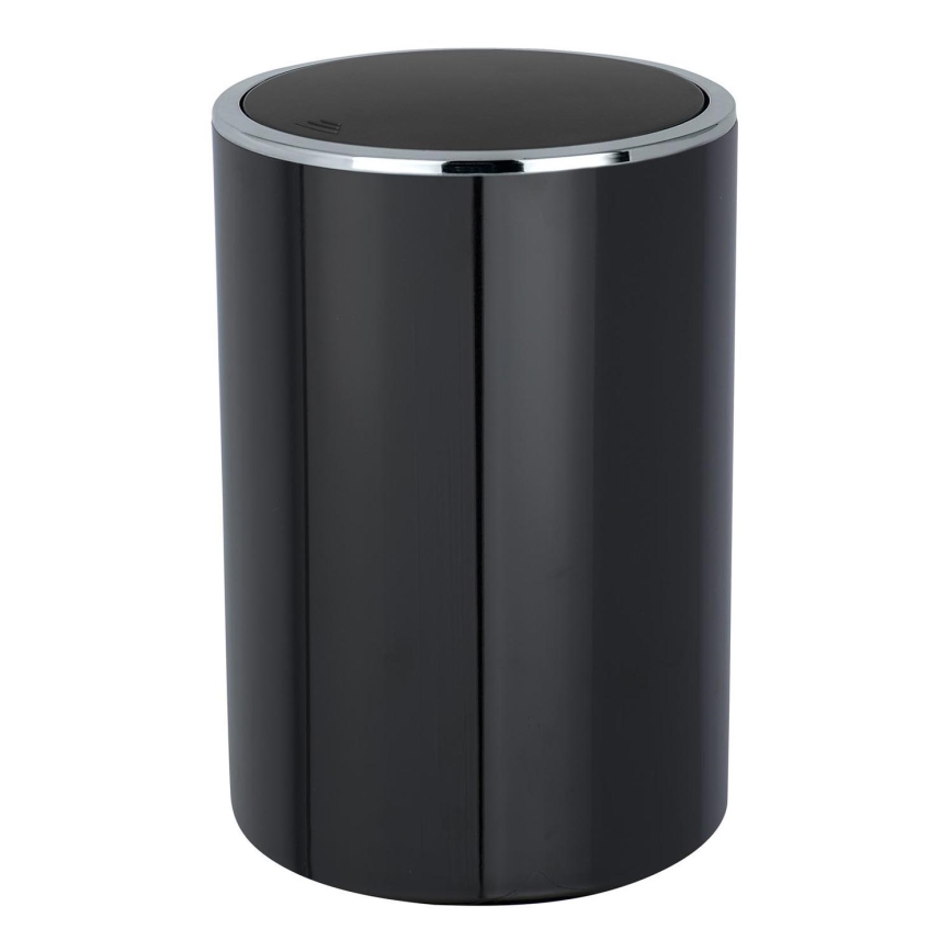 WENKO 22558100 - Mülleimer INCA 18,5x25,5 cm schwarz/glänzender Chrom