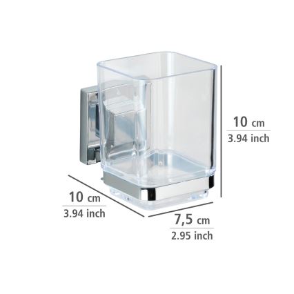 WENKO 22680100 -Becher VACUUM-LOC QUADRO ED 7,5x10 cm silber/Glanzchrom/klar