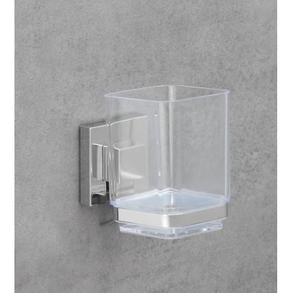 WENKO 22680100 -Becher VACUUM-LOC QUADRO ED 7,5x10 cm silber/Glanzchrom/klar