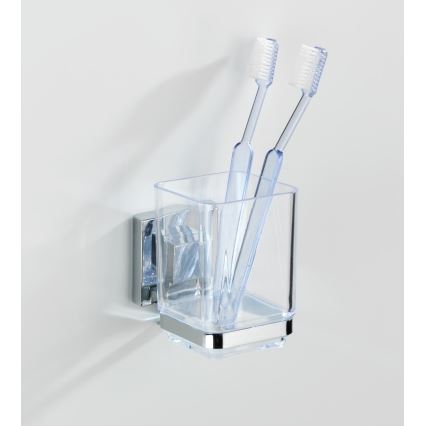 WENKO 22680100 -Becher VACUUM-LOC QUADRO ED 7,5x10 cm silber/Glanzchrom/klar