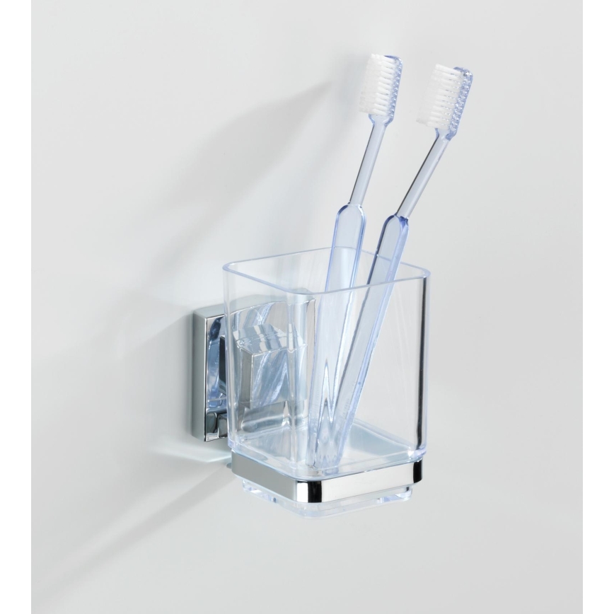 WENKO 22680100 -Becher VACUUM-LOC QUADRO ED 7,5x10 cm silber/Glanzchrom/klar