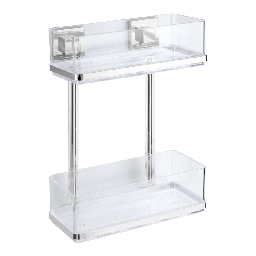 WENKO 22691100-Regal VACUUM-LOC QUADRO ED 25,5 x 32,5 cm silber/Hochglanz-Chrom/klar