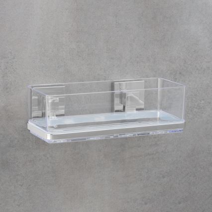 WENKO 22692100-Ablage VACUUM-LOC QUADRO ED 25,5x14 cm silber/klar