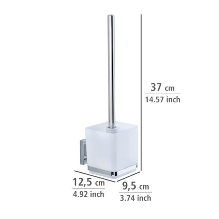 WENKO 22695100-WC WC-Bürste VACUUM-LOC QUADRO ED 9,5x37 cm silber/glänzender Chrom/klar