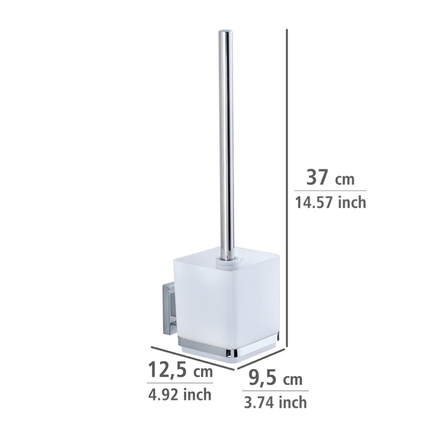 WENKO 22695100-WC WC-Bürste VACUUM-LOC QUADRO ED 9,5x37 cm silber/glänzender Chrom/klar