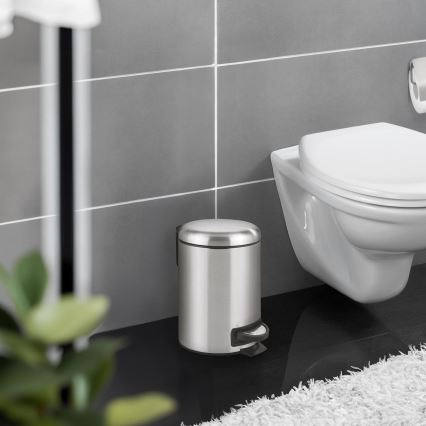 WENKO 22702100 - Abfalleimer LEMAN 17x25 cm Edelstahl satiniert/schwarz