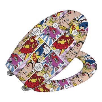 WENKO 22797100-WC WC-Sitz POP-ART 45x38 cm mehrfarbig/silberfarben
