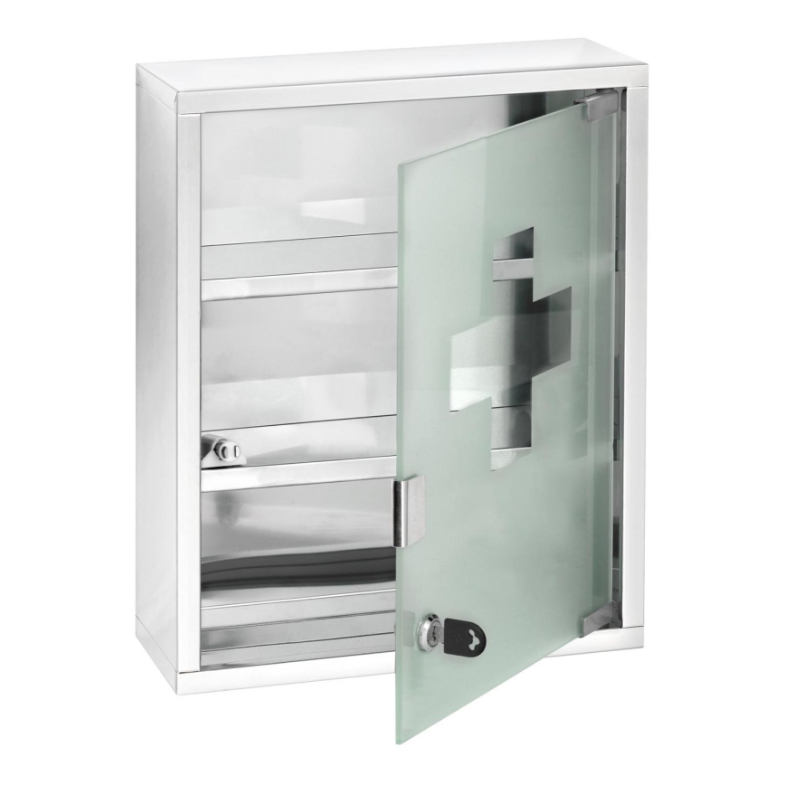 WENKO 22924100 - Medizinschrank 30x40 cm Edelstahl/Silber