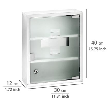 WENKO 22924100 - Medizinschrank 30x40 cm Edelstahl/Silber