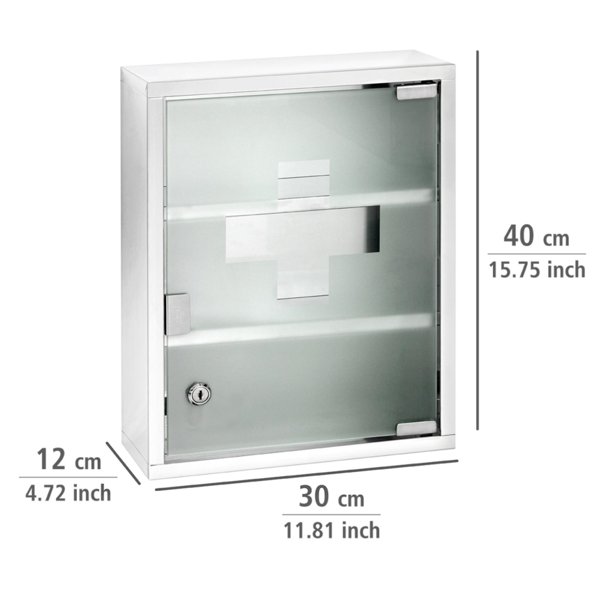 WENKO 22924100 - Medizinschrank 30x40 cm Edelstahl/Silber