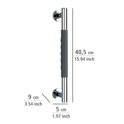 WENKO 23284100-SECURA-Griff 40,5 x 9 cm Edelstahl/Anthrazit/Glänzender Chrom
