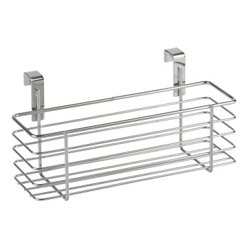 WENKO 2344100 - SLIM-Ablagekorb, 24 x 11,5 cm, glänzender Chrom/Schwarz