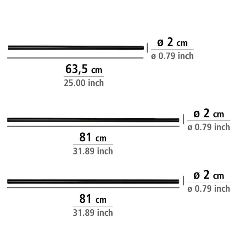 WENKO 23565100 - Stange 2x2 cm, schwarz