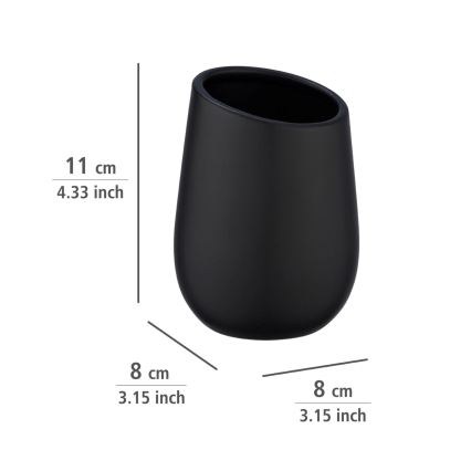 WENKO 23651800 - Zahnbürstenbecher BADI, 8 x 11 cm, schwarz