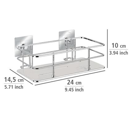 WENKO 23854800-TURBO-LOC QUADRO ED. Ablage 24x14,5 cm Edelstahl/Glanzchrom