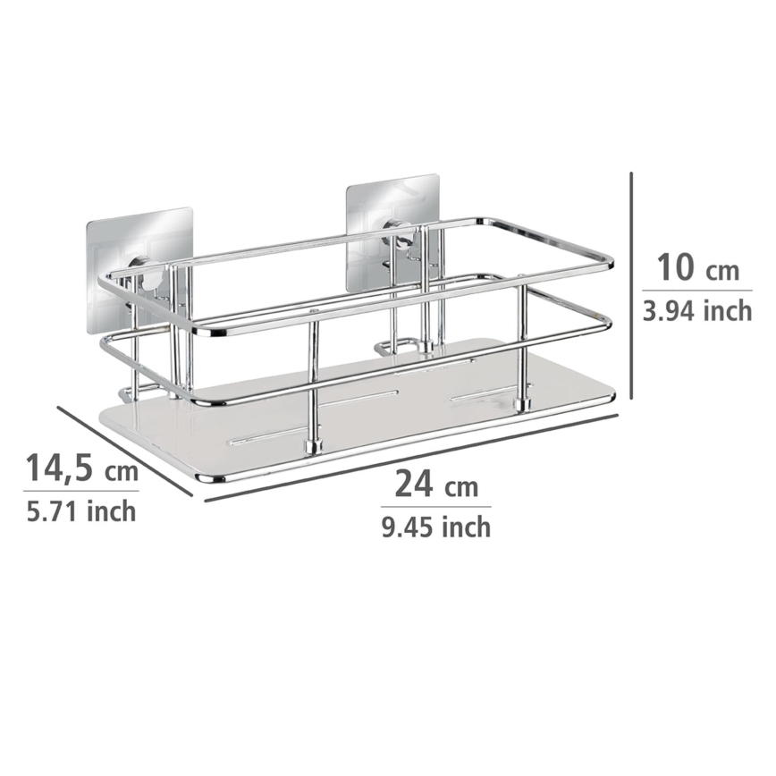 WENKO 23854800-TURBO-LOC QUADRO ED. Ablage 24x14,5 cm Edelstahl/Glanzchrom