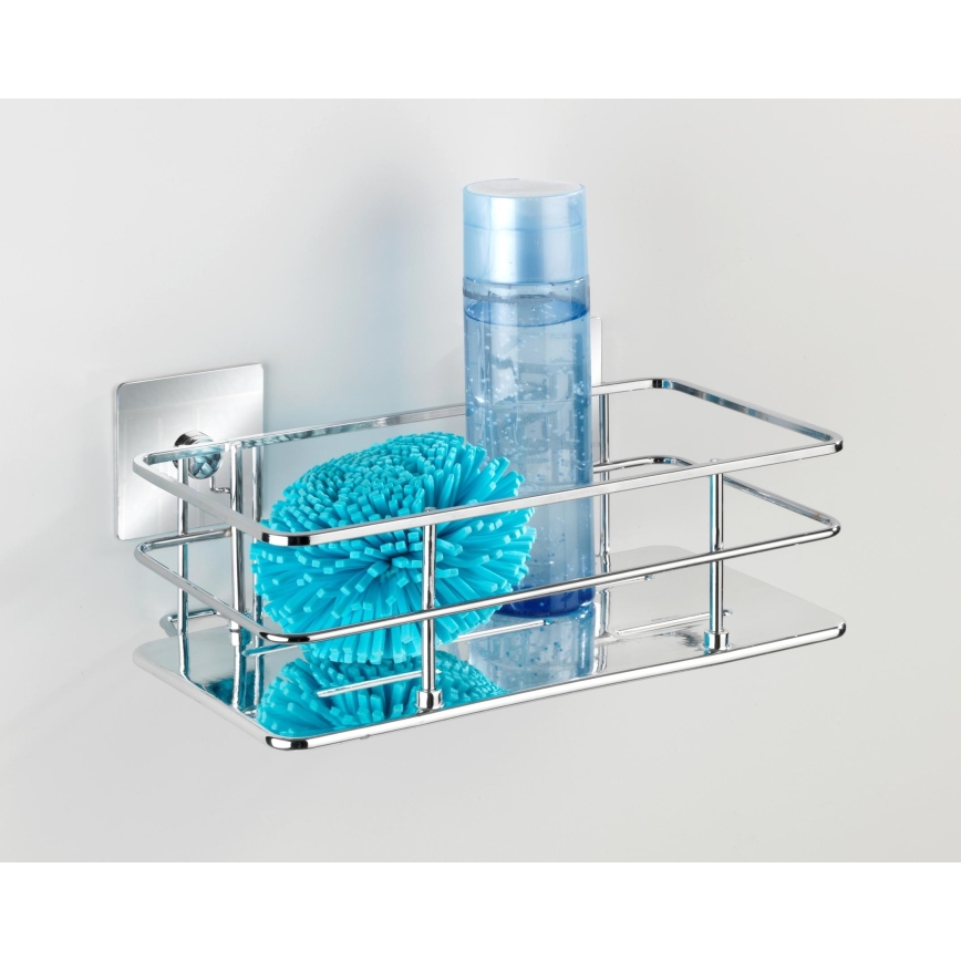 WENKO 23854800-TURBO-LOC QUADRO ED. Ablage 24x14,5 cm Edelstahl/Glanzchrom