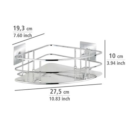 WENKO 23856800-Ablage TURBO-LOC QUADRO ED. 27,5 x 19,3 cm Edelstahl/Glanzchrom
